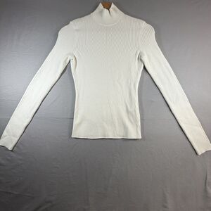 Maje Paris Ecru White Ribbed Knit Turtleneck Sweater Top Size 1 US S MFPPU00720
